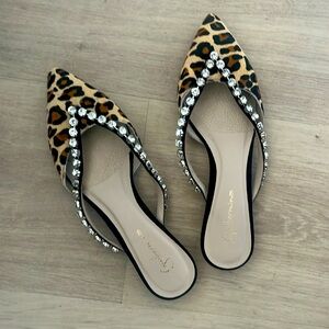 Anthro flats with leopard details in excellent condition. Worn around the house